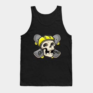 Skull with Skateboard and Skater Helmet Tank Top